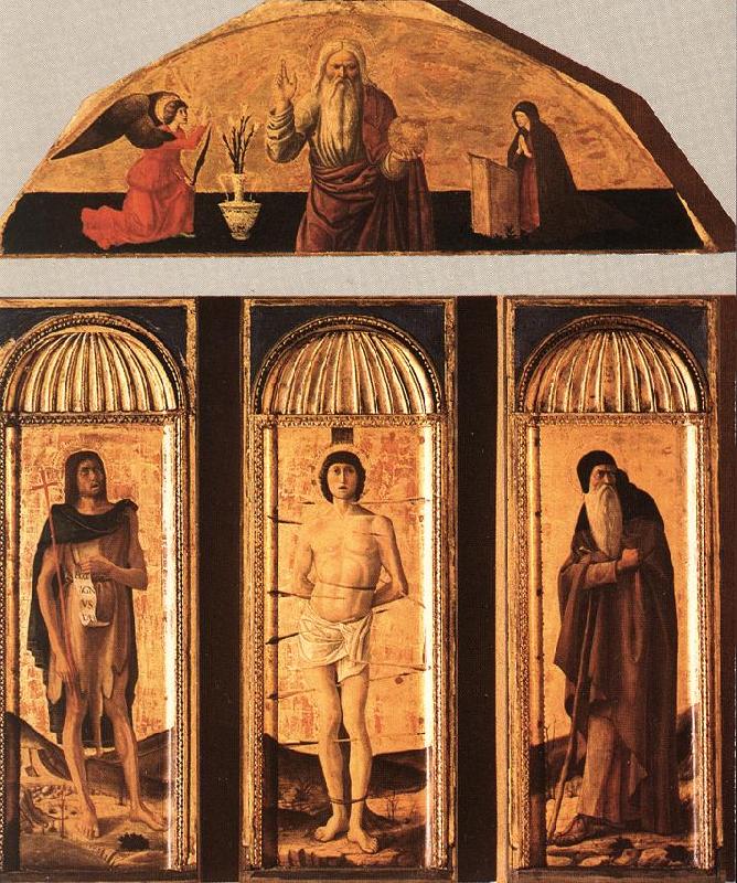 BELLINI, Giovanni St Sebastian Triptych oil painting picture